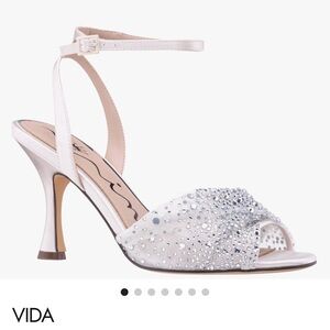 Nina Women's White and Silver Embellished Heels